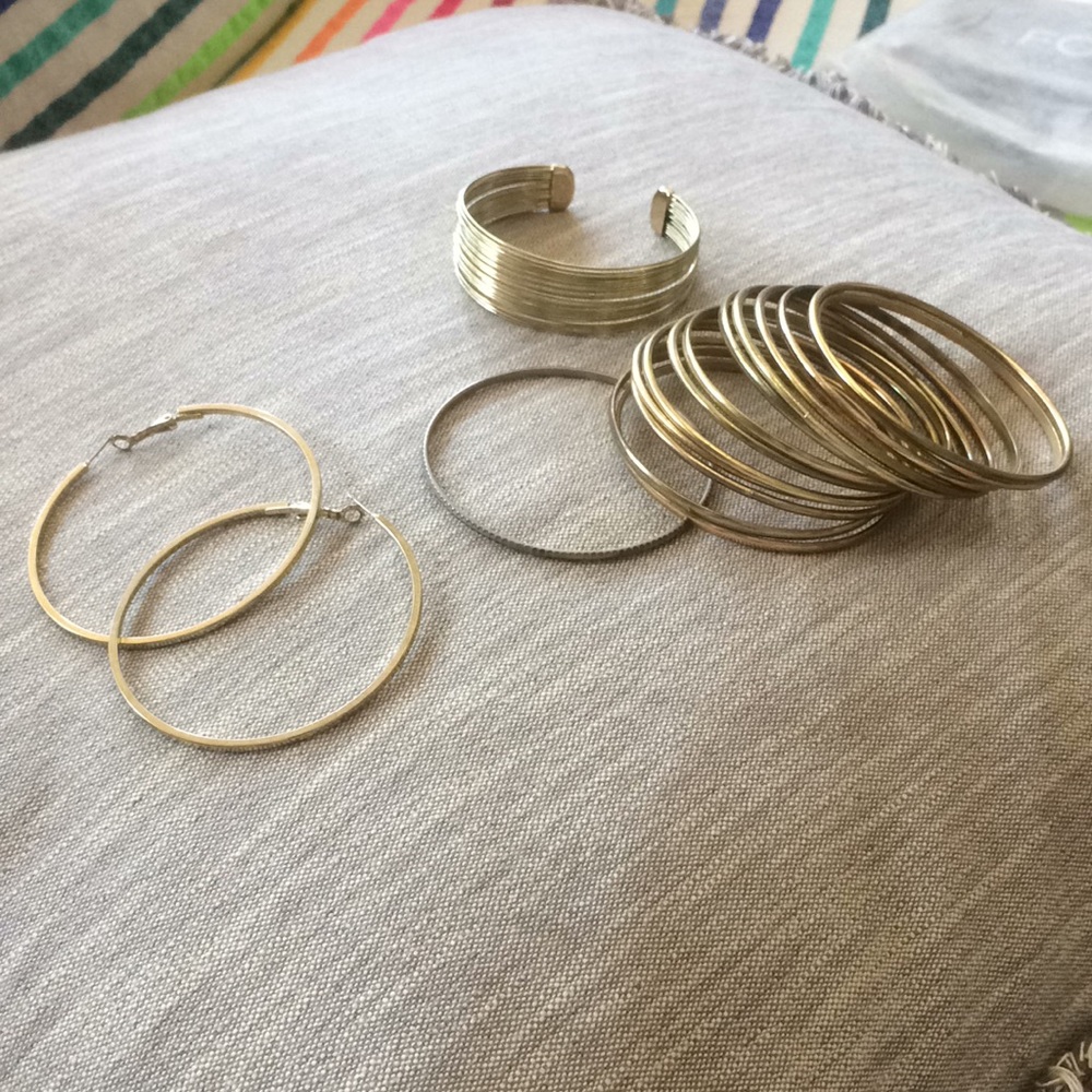 Bundle of bracelets and earrings.